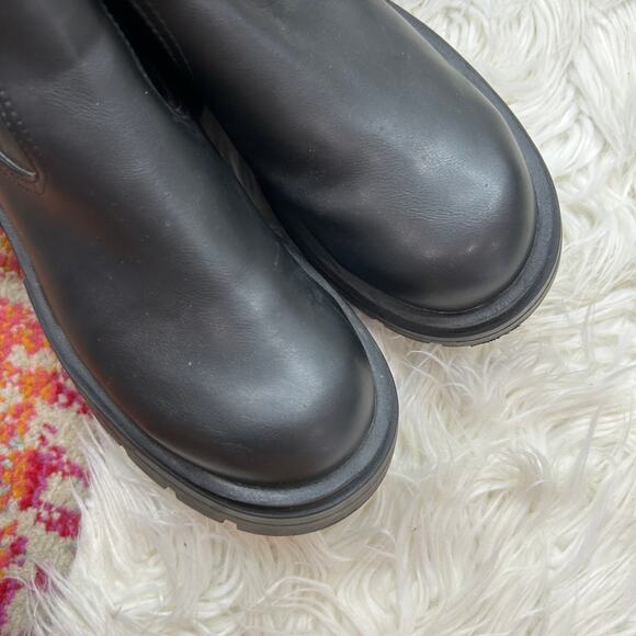 H&M Black Faux Leather Chunky Platform Over the Knee Boot 37 / 6 Concert Goth - Picture 5 of 8